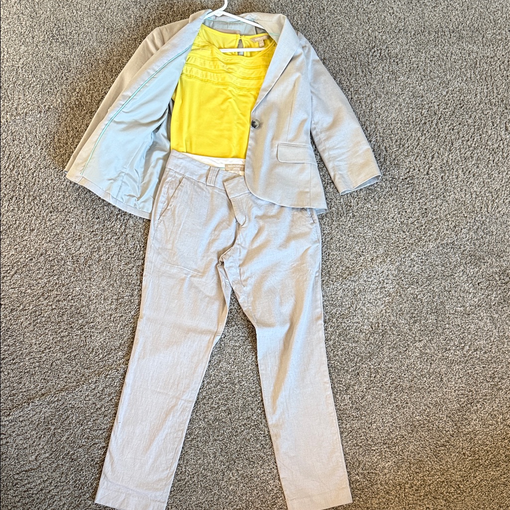 Banana Republic Crop Gray Suit With Yellow Top